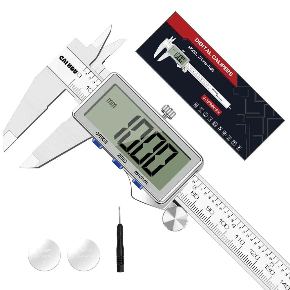 Digital Caliper,Upgraded Stainles Steel Digital Calipers 150mm/6 inch with Large thumbnail 2