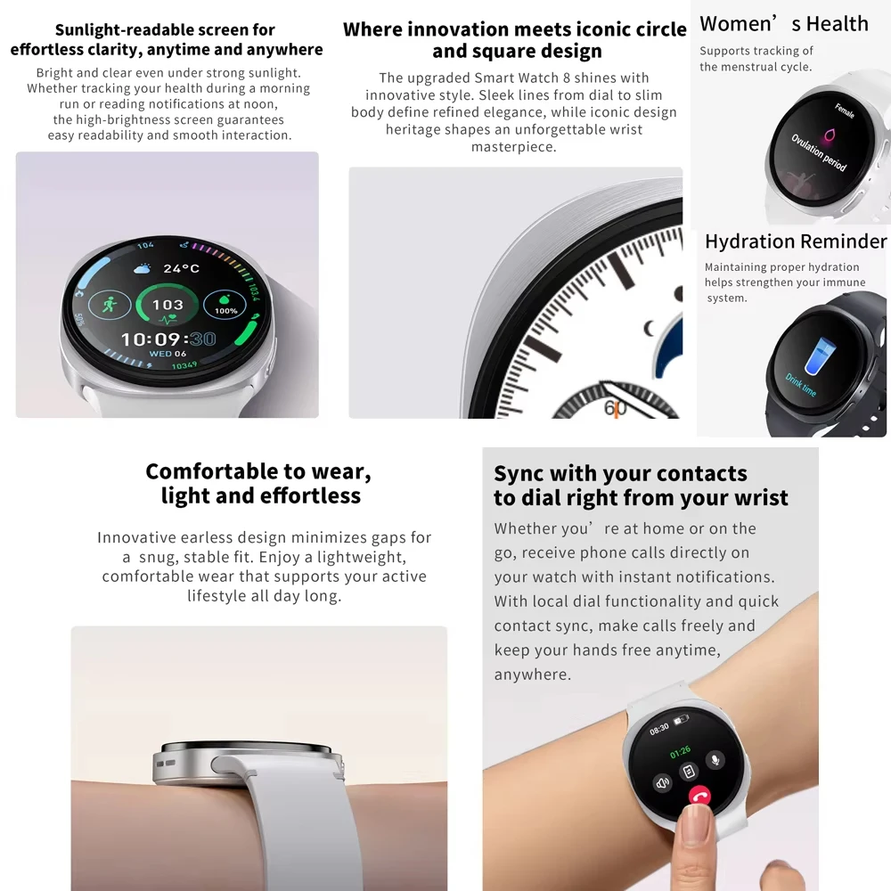 2026 New classic 8 Women SmartWatch GPS Track Sport Heart Rate Bluetooth Call IP68 Waterproof Men Smart watch For Android IOS 6