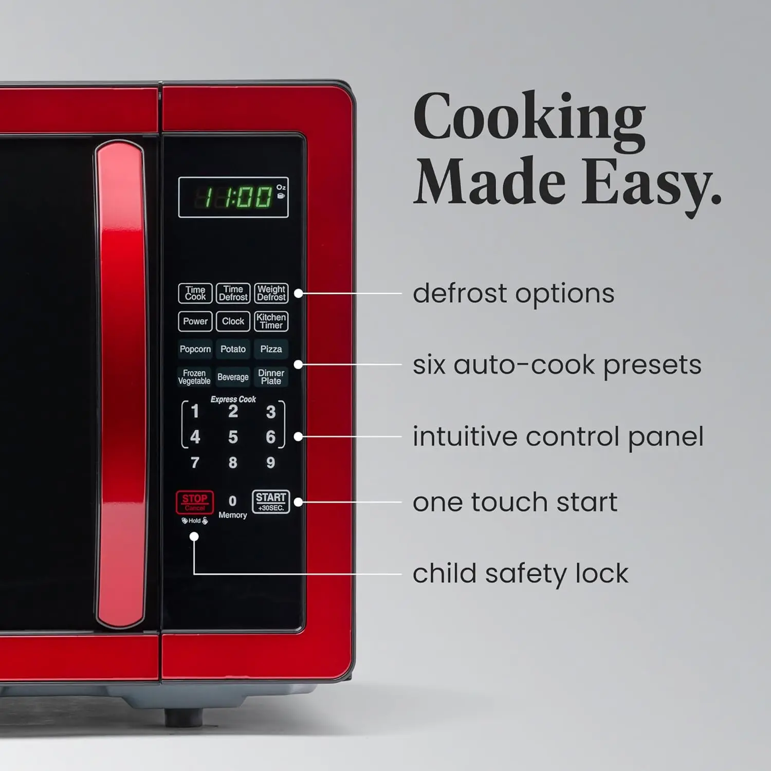Microwave 1000 Watts, 1.1 cu ft - Microwave Oven With LED Lighting and Child Lock - Perfect for Apartments 3