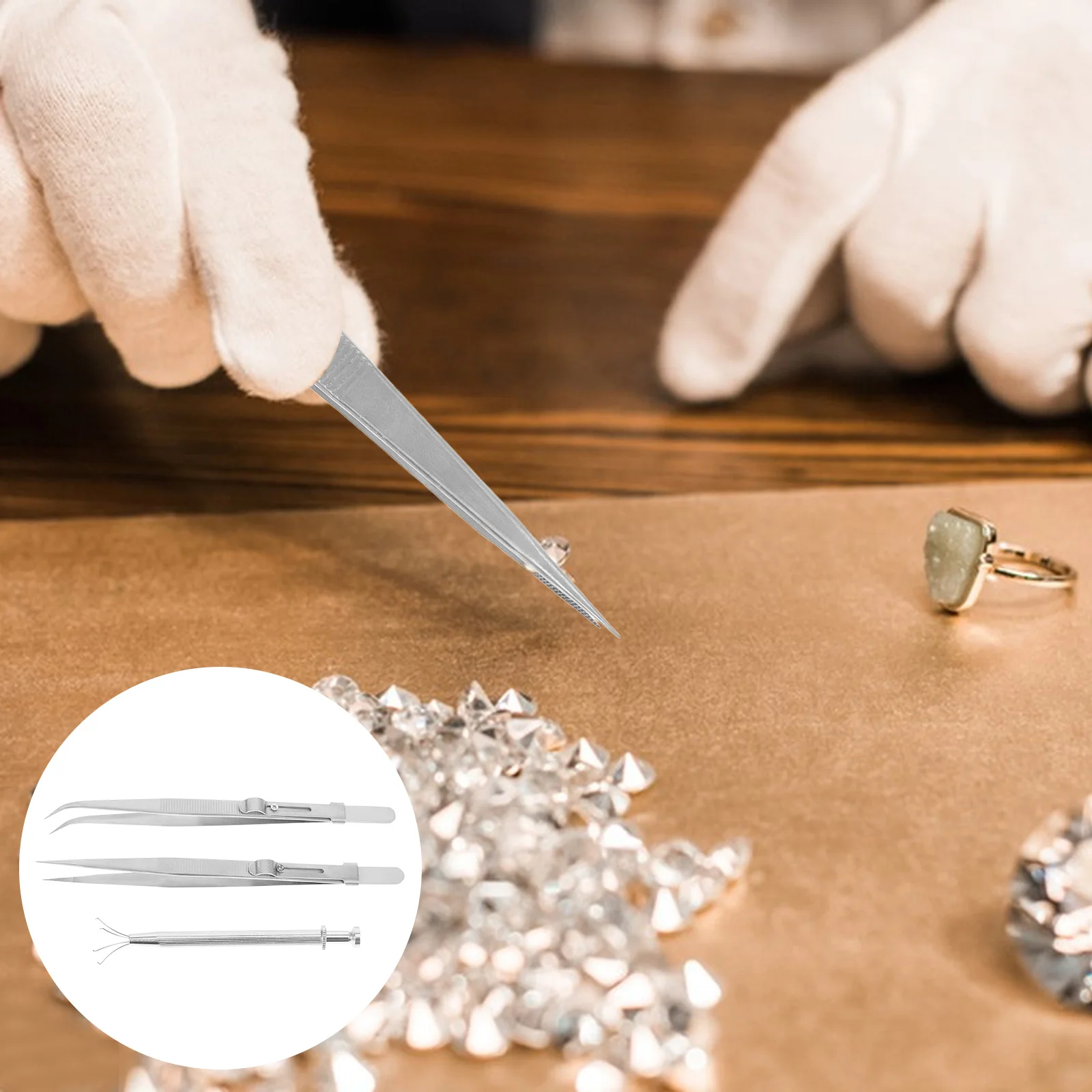 

1 Set of Heavy-duty Stainless Steel Tweezer Jewelry Craft Tweezer Beads Piacking Tweezer