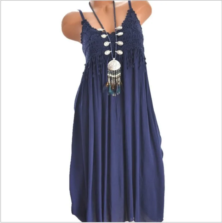 Solid Color Spaghetti Strap Dresses Women Sexy V-neck Lace Edge Patchwork Mini Dress Lady Trendy Streetwear Vestidos Summer New