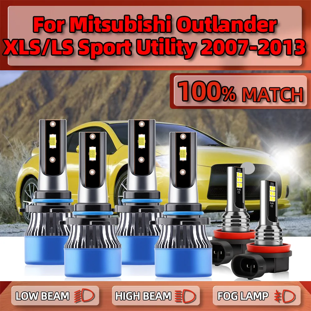 

60000LM Canbus LED Headlight Bulbs 6000K Car Fog Lights 12V For Mitsubishi Outlander XLS/LS Sport Utility 2007-2011 2012 2013