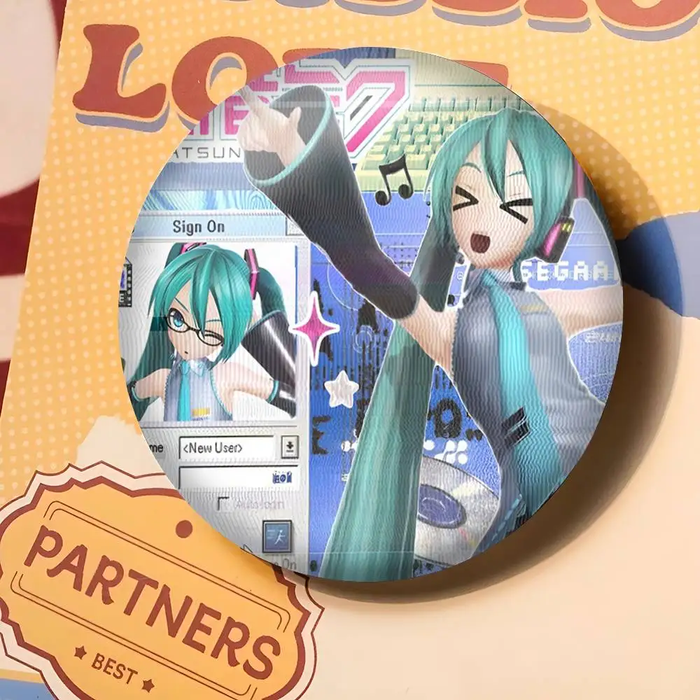 Hatsune Miku Inspired Round Snap-in Brooches - Rock Band Lapel Pins and Badges - Fan Collection Accessories & Handmade Jewelry Gifts