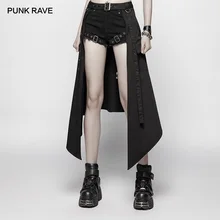  PUNK RAVE Women's Punk Daily Post Apocalyptic Black Half Skirt Stage Perform Personality Harajuku Women Skirts Street Wear 