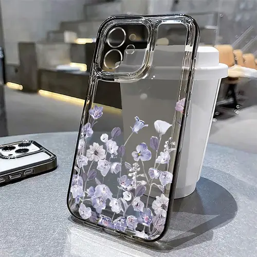 Flower Phone Case For iPhone 16 15 13 11 14 12 17 Pro Max 16E XS XR 7 8 Plus SE Shockproof Transparent Cover Silicone Soft Funda - Image 9