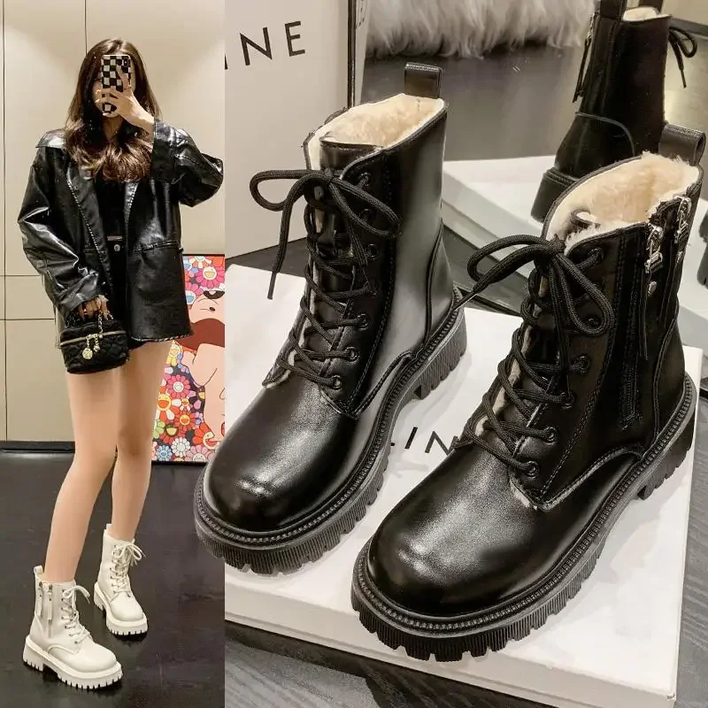 

Женские ботинки с бархатной подкладкой Dr. 2023, черные короткие ботинки на толстой подошве в британском стиле, с изоляцией, для осени и зимы