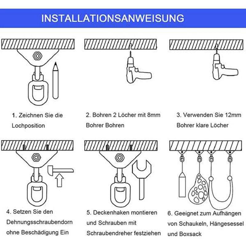 Decke Haken Hängen Stuhl 360 ° Drehen Schaukel Kleiderbügel 450KG Schaukel  Suspension Haken Für Boxsack, Hängematte, yoga, Etc