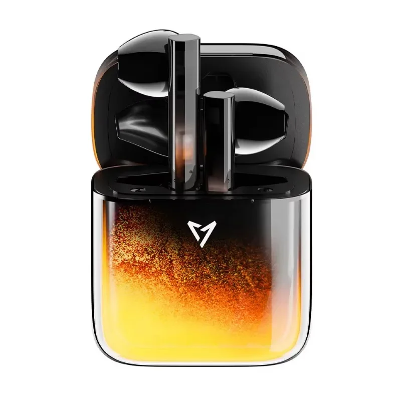 Glow in Dark Wireless Earbuds Luminous Quicksand Bluetooth Headset Low Latency Mode ENC Call Noise Cancel for Android iOS