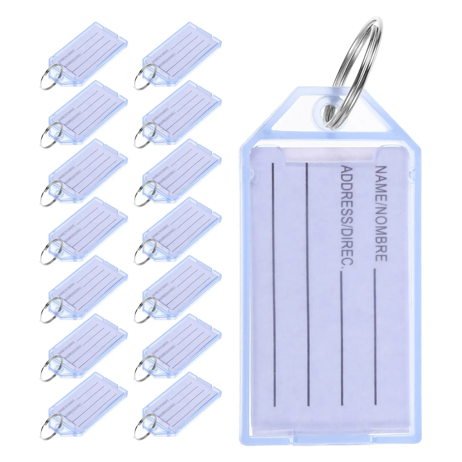 30Pcs 플라스틱 키 태그 홈 오피스 학교 수하물 조직 유틸리티 키 체인을위한 투명 플립 커버 키 식별자 라벨
