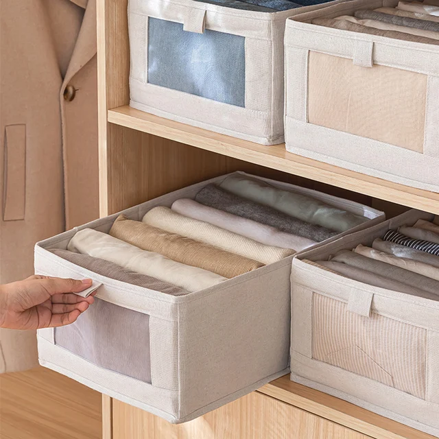 Nagy Kapacitású Ruházat Tároló Doboz Fogantyúszekrény Szervező Összecsukható Válogató Tasakos Otthoni Széklet Tiszta Ablakkal - Image 3