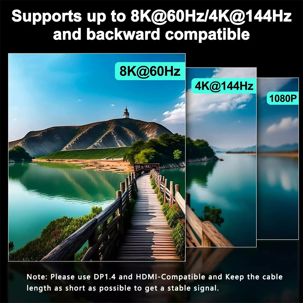 4K@144Hz KVM Switch 2 Monitors 2 Computer 8K@60Hz HDMI-Compatible DP Dual Monitor with 4 USB 3.0 Port for Keyboard Mouse Printer, usb kvm switch