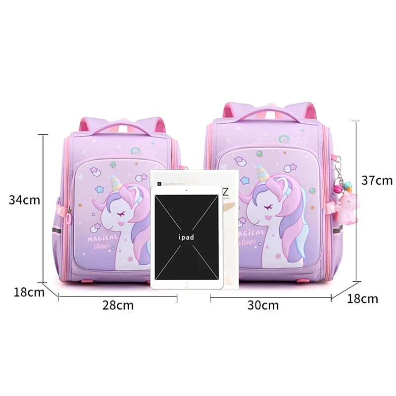 New Girl School Bags Child Pink Unicorn Printing Backpacks Kindergarten Student Cute Girls Children's Schoolbag Waterproof Kid 6