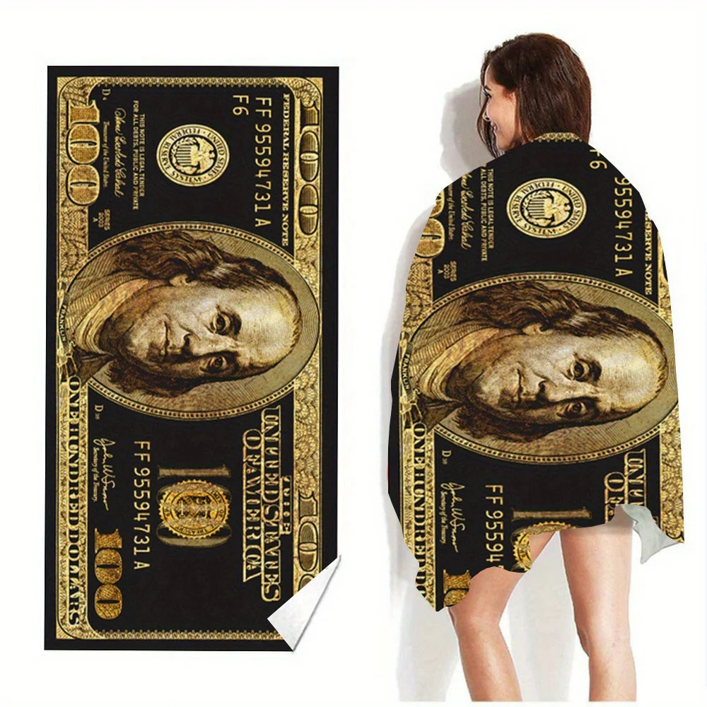 Microfiber Towel Bath Towel Microfiber Beach Towel Quick Dry Absorbent Hundred Dollar Print For Beach Travel Camping Party Vacation