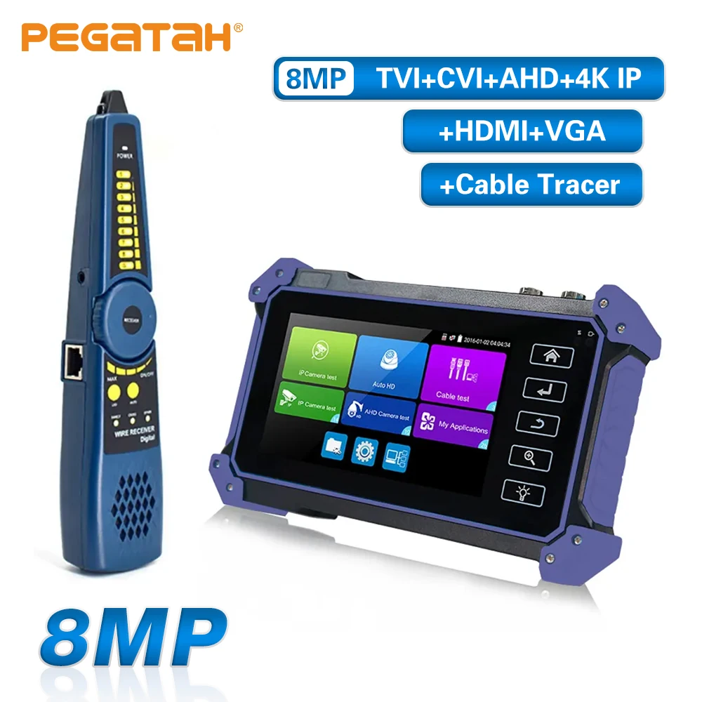 Pegatah 4K Viola Ipc Cctv Tester Full Hd Cctv Telecamera Di Sorveglianza Monitor 8Mp Ip Ahd Cvi Tvi Sdi Telecamere Tester Con Hdmi Vga
