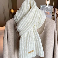 New Design Thick Knitted Scarf for Women Fashion Winter Warm Cashmere Scarves Neckercheif Lady Korean Style Neck Tie Bandana 1