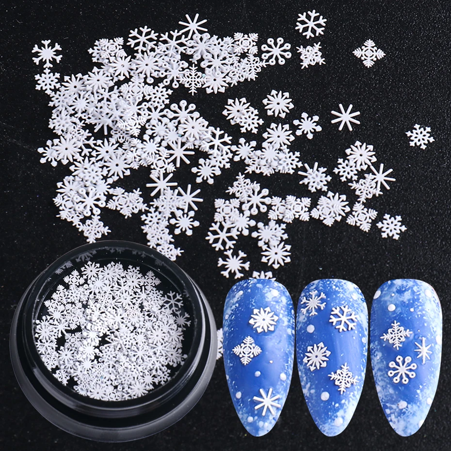  6Grids 3D Snowflake Glitter Nail Sequins Holographic Laser  White Snowflake Nail Art Stickers Decals Christmas Nail Glitter Flakes  Winter Nail Snow Glitter Nail Art Accessories Xmas Nail Glitter Charms :  Beauty