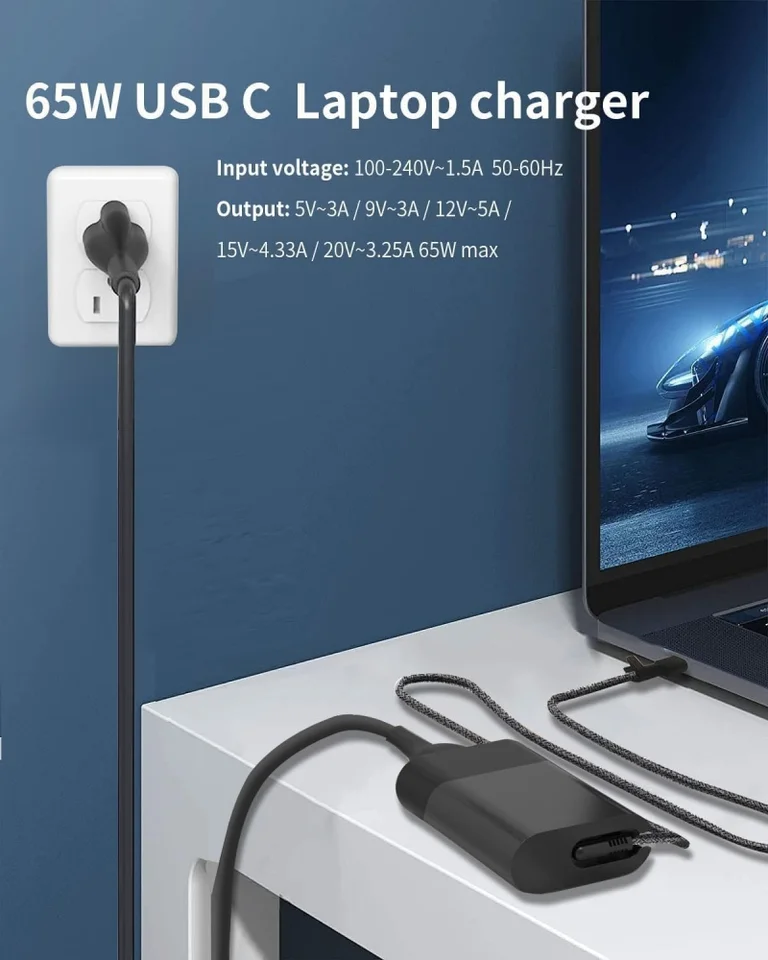 Nuovo caricabatterie USB C sottile HP 65w, per HP EleBook Chromebook Spectre ProBook Envy Adattatore di alimentazione per laptop da viaggio di tipo C a ricarica rapida  7