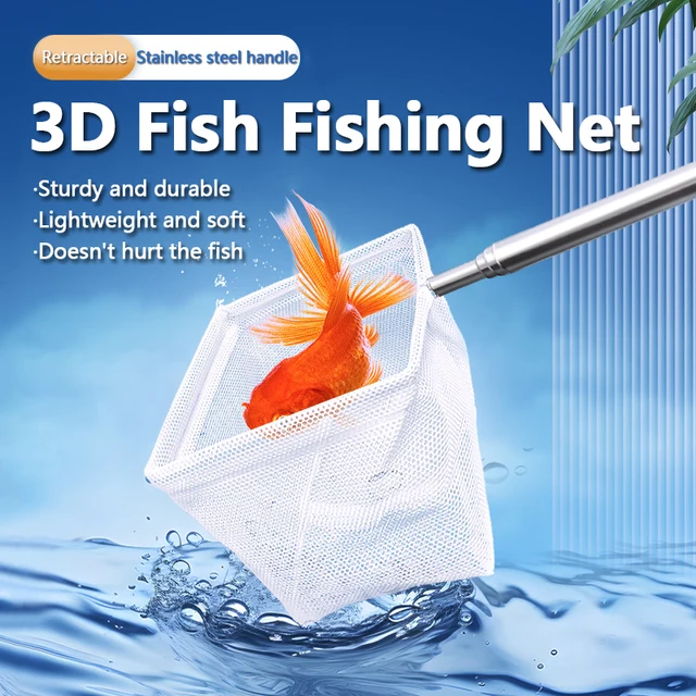 Aquarium Square Fishing Net With Suction Cup Extendable Long Handle Fishing Gear For Catching Fish Shrimp tank clean accessories 2