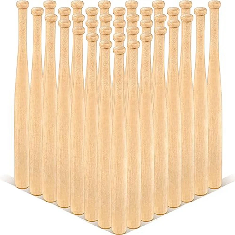 

36 PCS Mini Baseball Bat 7 Inch Unfinished Small Wooden Bats Unpainted For Painting Keychain