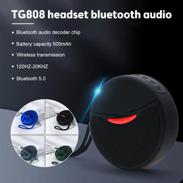 Mini haut-parleur Bluetooth coloré 5W et carte TF noir