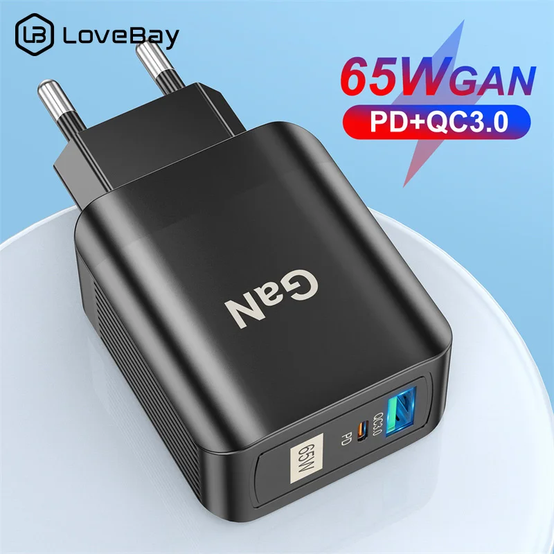 

Зарядное устройство Lovebay GAN usb-c, 65 Вт, для iPhone 13, Macbook, Huawei, Xiaomi, стандарт ЕС, стандарт США, с функцией быстрой зарядки QC 3,0