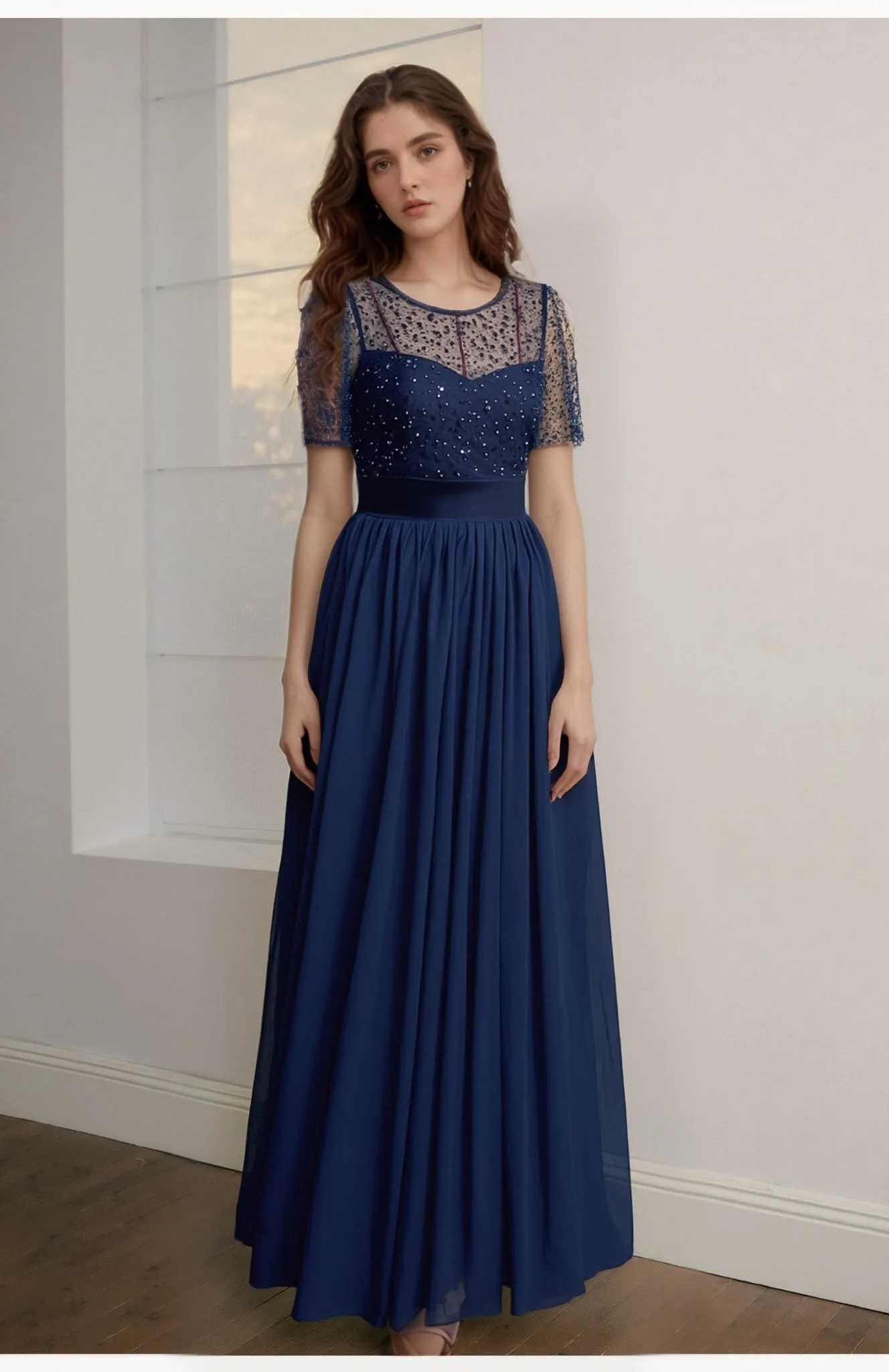 فساتين وصيفة العروس أنيقة برقبة دائرية للسيدات بأك...