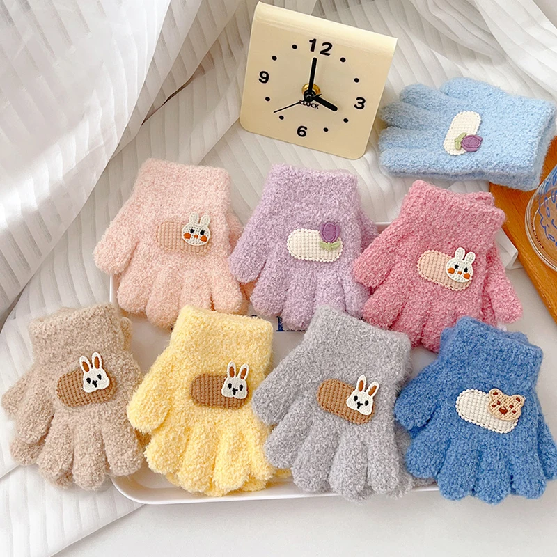 1-3 Years Kids Winter Gloves Thick Velvet Five Finger Mittens baby mittens winter gloves
