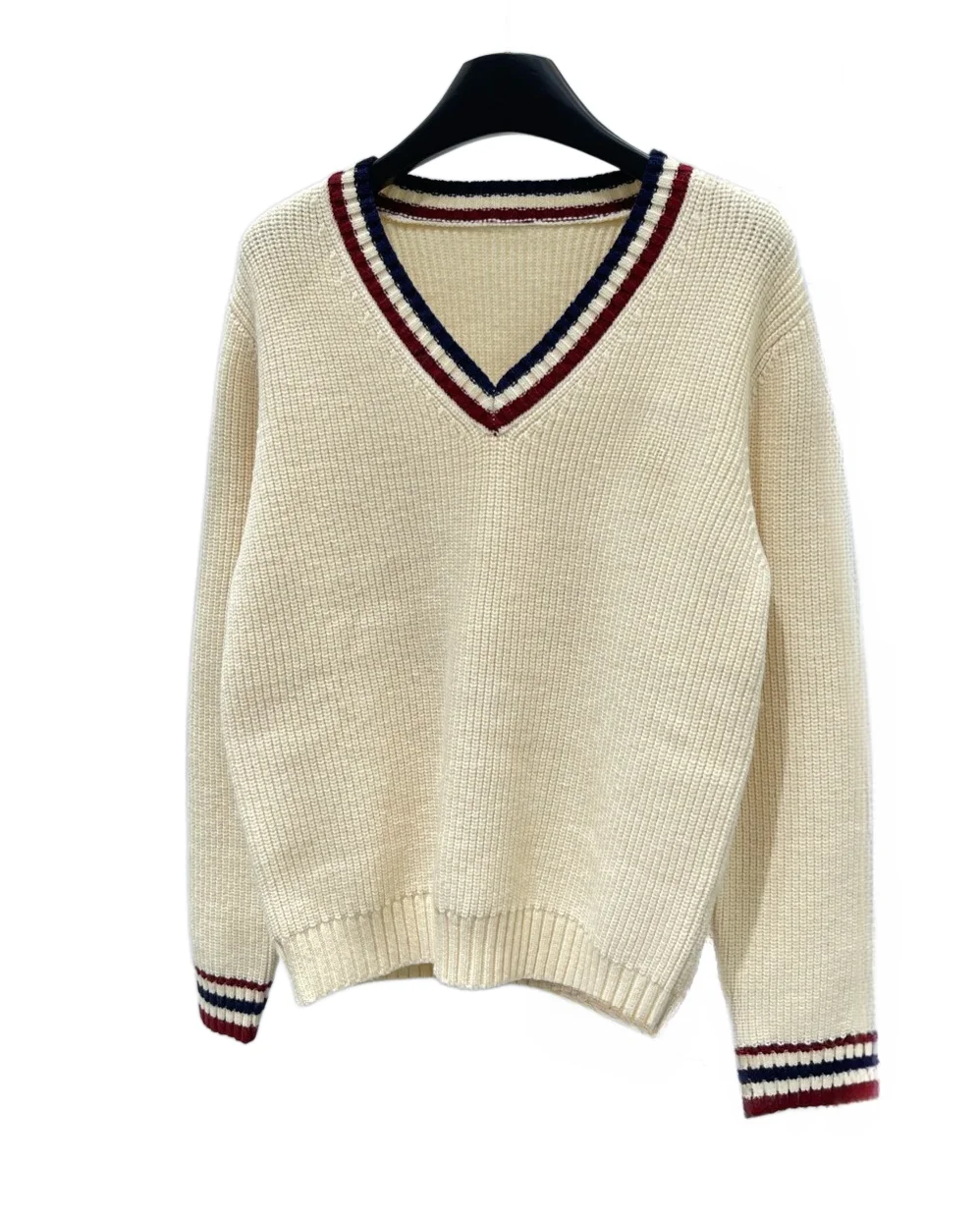 

Jumper V-neck short slim-fit version type color contrast knitted long sleeve design warm and comfortable 2023 autumn winter