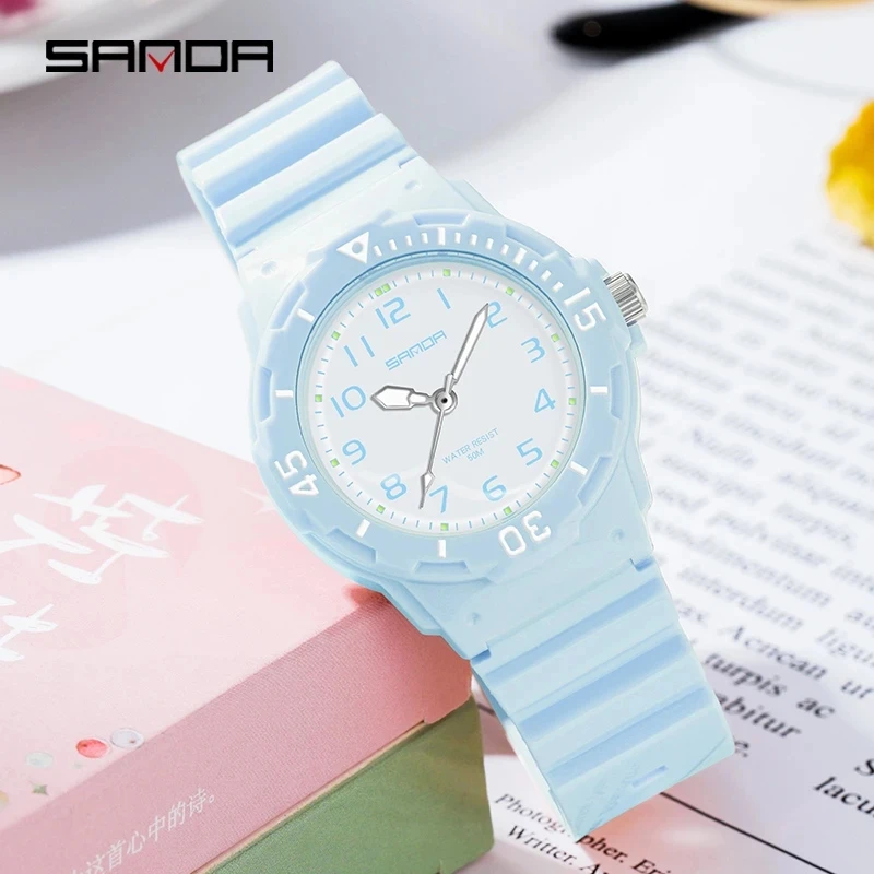 2023 New Fashion Trend Women Watch Casual Womens Clock Luminous Hands 50M SANDA Waterproof Wristwatches Quartz Reloj Mujer 6011