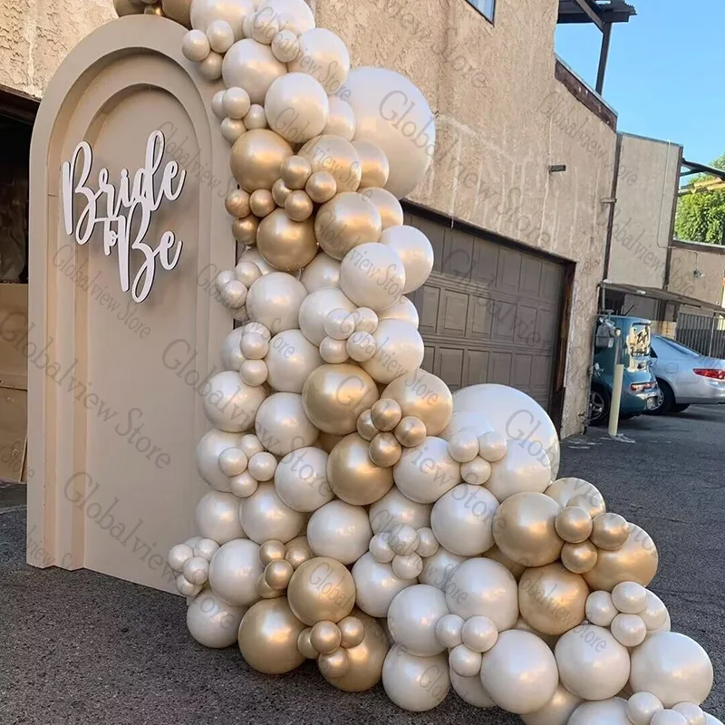 

Pearly White Chrome Gold Balloons Wedding Arch Arrangement Bridal Shower Decoration Gold White Birthday Ballons Baby Shower Glob