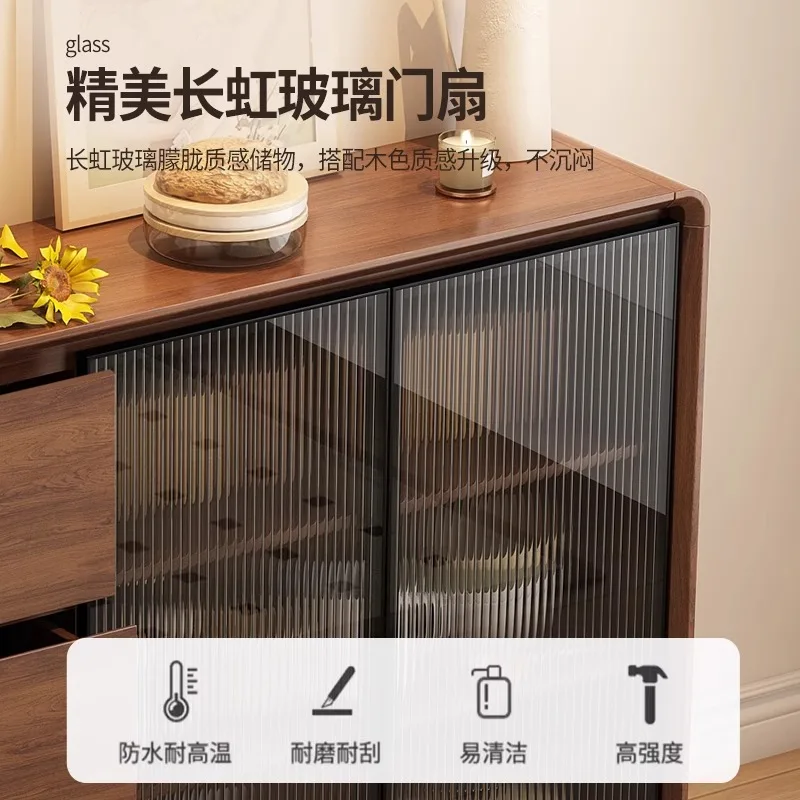 Edge cabinet against the wall integrated locker ultra-thin kitchen tea cabinet living room locker solid wood frame