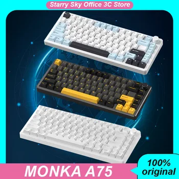 Monka 알루미늄 Tuo Tuo 개스킷 구조 기계식 키보드, 무선 3 가지 모드, 블루투스 RGB 81 키, 게임용 키보드, PC 액세서리, A75