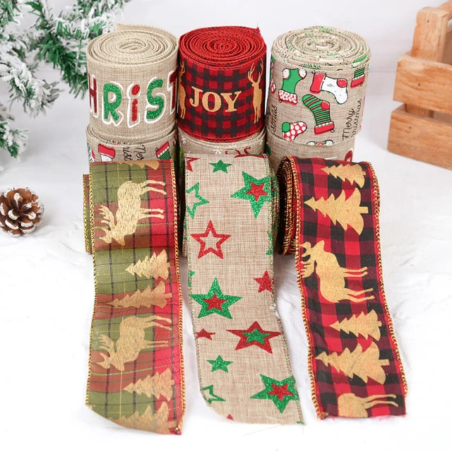 Christmas Tree Ribbon Decoration Burlap  Red Wired Ribbon Christmas Tree -  5m Burlap - Aliexpress