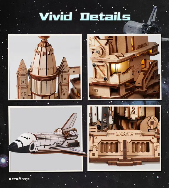3D Wooden Space ShuttlePuzzle - Mechanical Building STEM Project