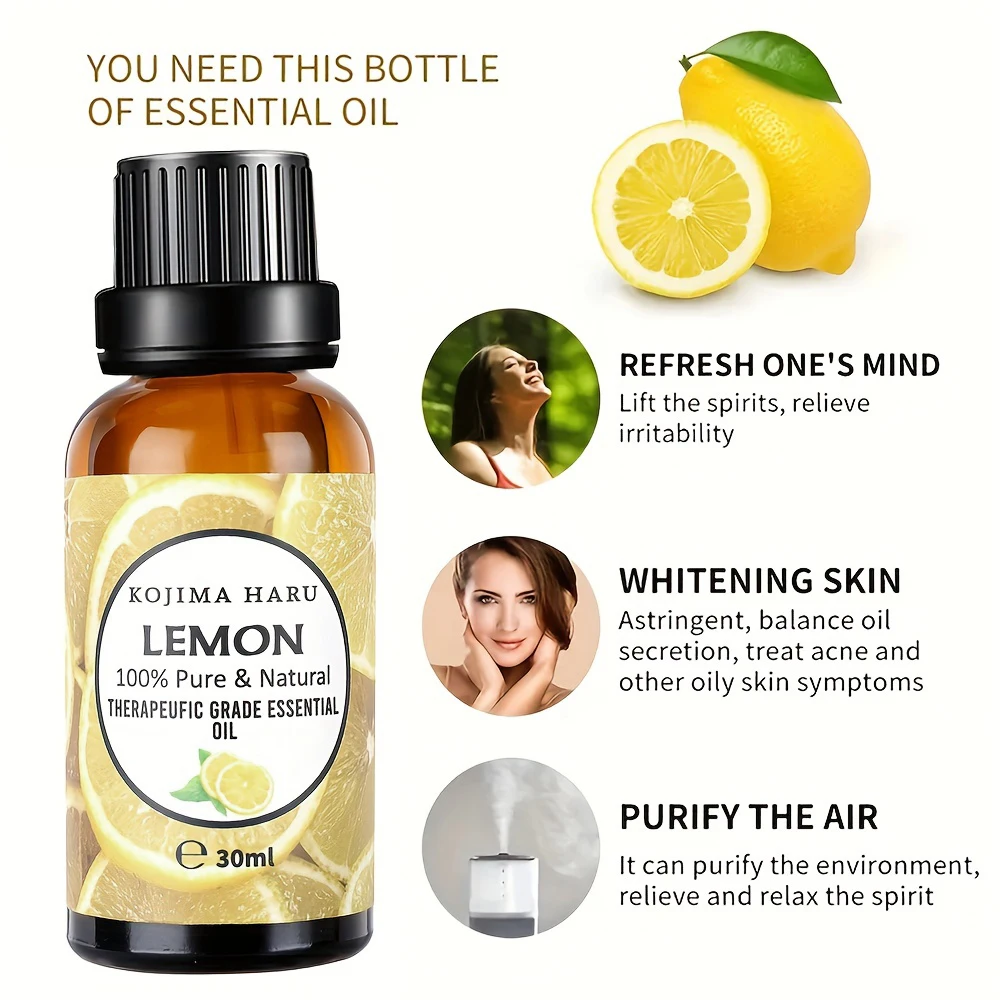 30ml/1.01oz Lemon Essential Oil moisturizing beauty health cologne sexy body oil perfume for massage, bath, hair care body care