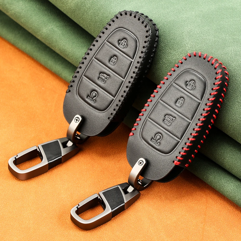 Car Key Holder Case Cover For Hyundai Tucson Solaris Sonata Hybrid NEXO NX4 Santafe dn8 4