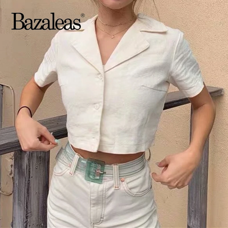 Bazaleas Fashion White Cropped blouse 