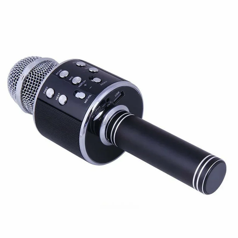 

Portable Bluetooth Handheld Wireless Karaoke Microphone Speaker with Dancing LED Lights Record Function for Kids Home KTV Player