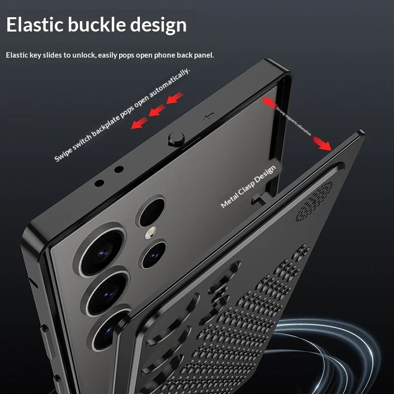 Elegant Hollow Out Metal Frame Phone Case with Heat Dissipation and Fragrance Feature