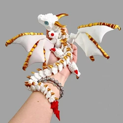 Articulated 3D Printed Wyvern Dragon with Wings - Dynamic Desktop Ornament and Unique Gift (Brown)