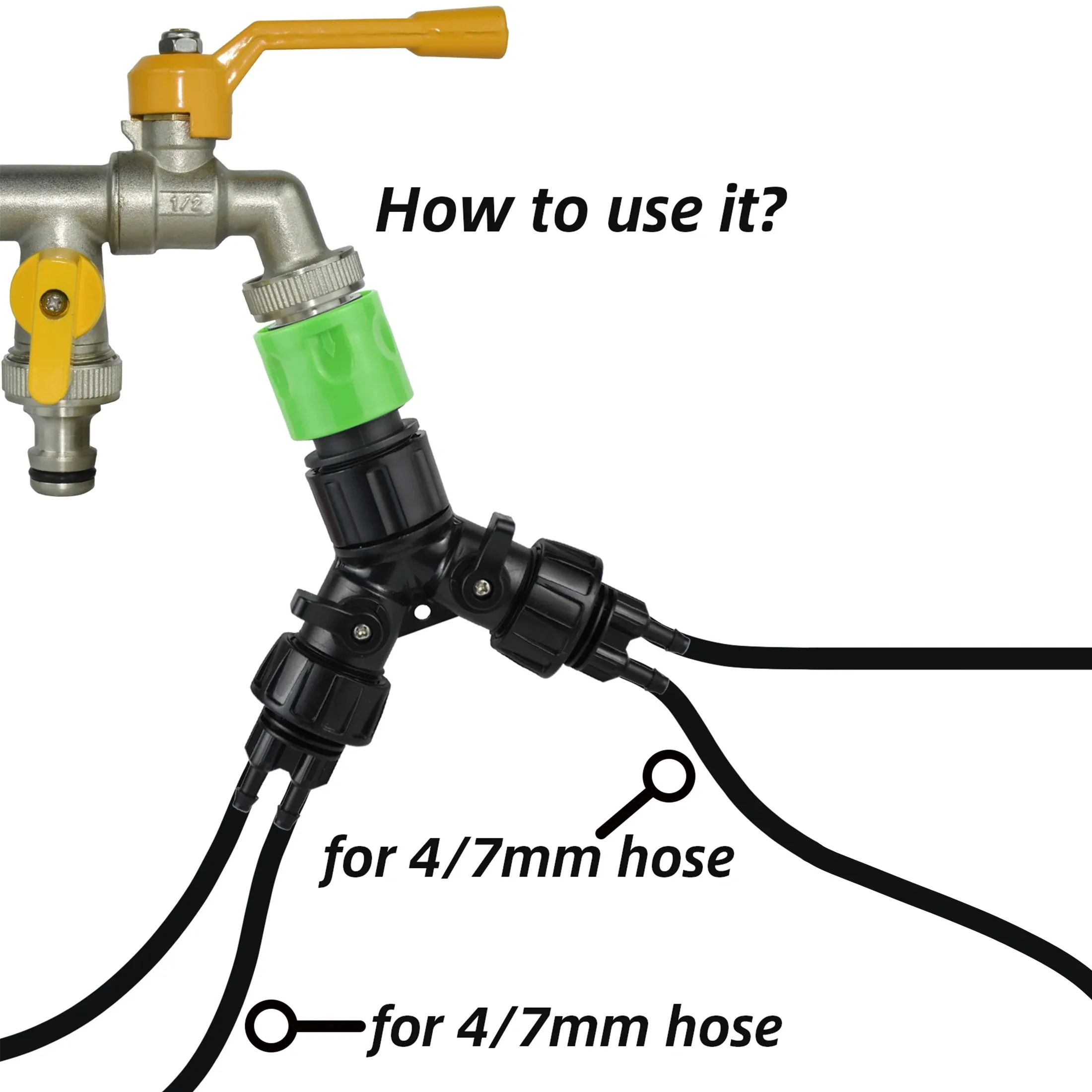 KESLA Drip Irrigation Tap Adapter 4-Way Splitter for Garden 1/4'' Hose Automatic Watering System Kit Bonsai Pot Plant Greenhouse