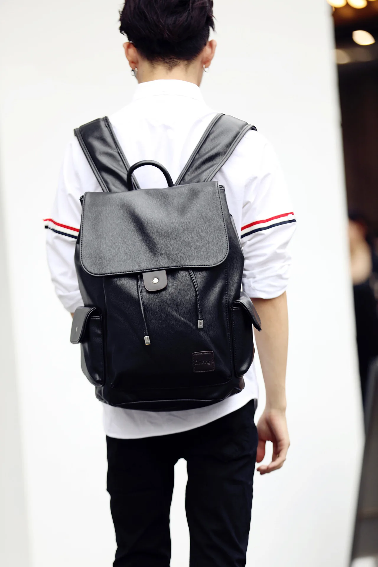 Generic Backpacks For Men Waterproof High-quality PU Leather Notebook  Bagpack Urban Luxury Theft Rucksack Mans-30x15x45cm