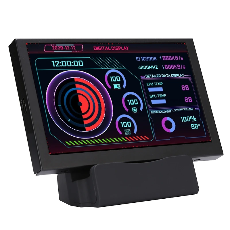 Mini écran IPS USB de 3,5 Pouces, écran Secondaire de Type C D'affichage de la Température de L