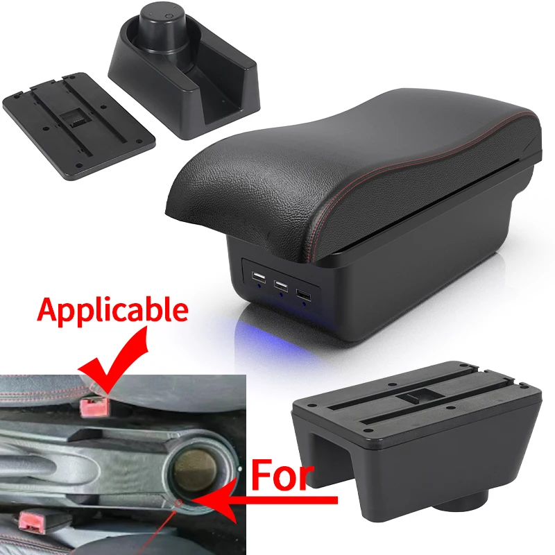 이비자 6j 이비자 6L 암레스트 박스, 시트 이비자 차량용 암레스트 중앙 수납 박스, USB 내장형 개조, 자동차 인테리어 액세서리