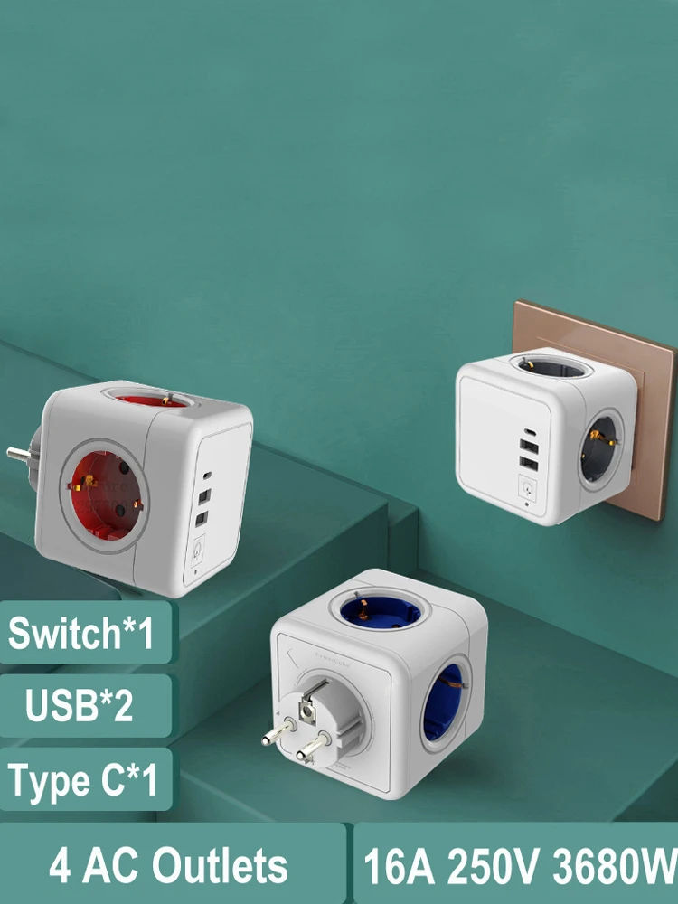 Sopend EU ÷  Ʈ, AC ܼƮ 4 , USB Ʈ 2 , CŸ 1 , 5V, 3.1A Ŀť , ÷  ѱ/ ġ 7-in-1
