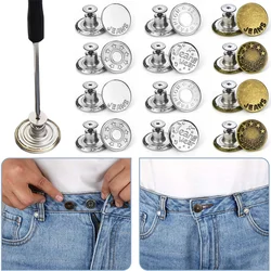 30Pcs Snap Fastener Metal Buttons Jeans Waist Buttons Perfect Fit Adjust Self Free Nail Twist No Seam Sewing Buckles Wholesale