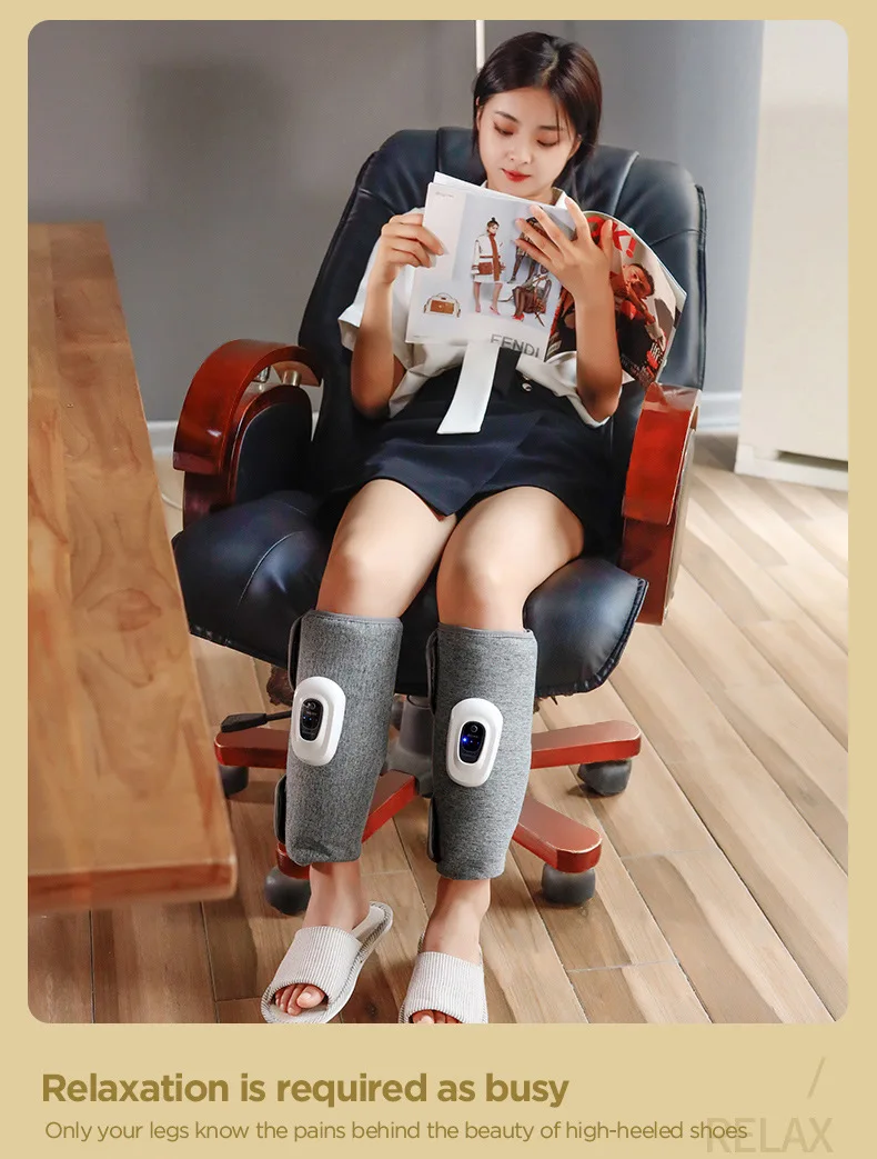 Wireless 360° Air Pressure Calf Massager Rechargeable Muscle Relaxer for Blood Circulation Pain Relief Smart Electric Device