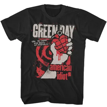 Green Day American Idiot Hysteria T Shirt Mens Rock Music Classic Band Tee Short-sleeved Women Fashion Street Top 1