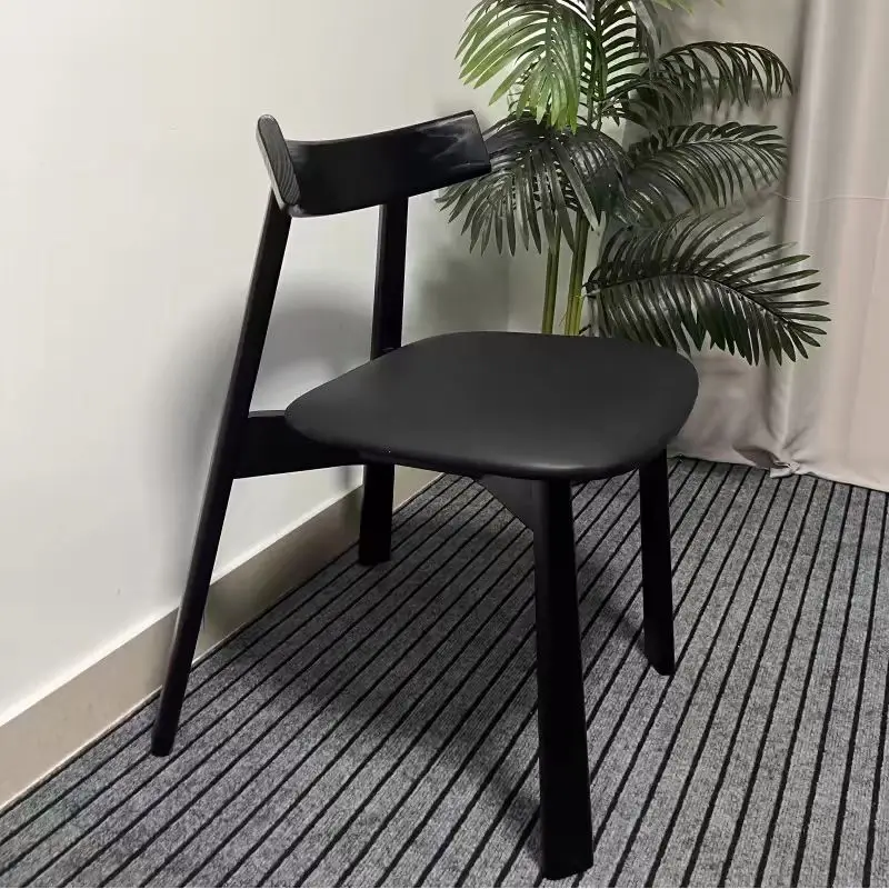 Nordic Solid Wood Dining Chair Home Mid-Century New Chinese Hotel Restaurant Luxury Backrest Chair Italian Minimalist Ash Wood