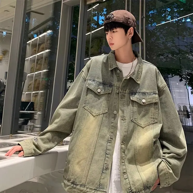 Men's Clothing Men's Denim Jacket Spring Korean Version Trendy Jacket Fashion Retro Loose Fitting Casual Versatile Male Coat